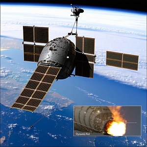 A Space Shuttle With A Large Satellite Dish On Top Of It
