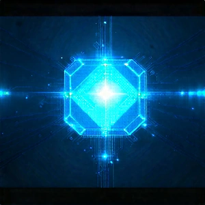 Quantum computer with blue light (glow:1.17)