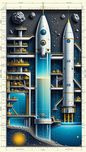 In The Image, There Are Three Space Rockets Docked In A Space Station