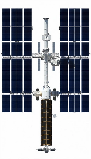 A Large Space Station Is Shown In A White And Black Image