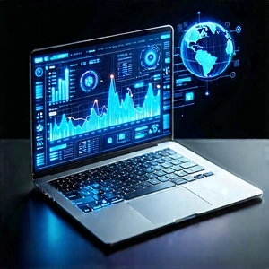 Laptop With Data Visualization With Laptop Computer