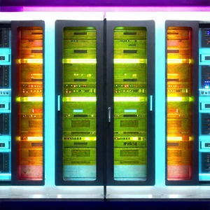 Server rack with neon accents