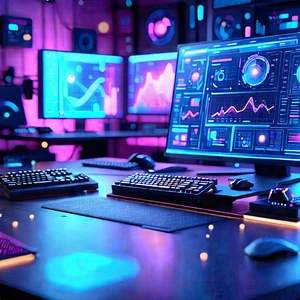 Futuristic digital workspace