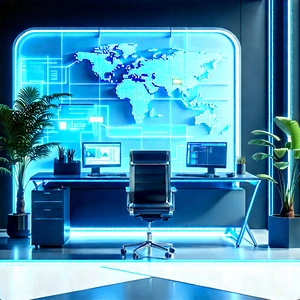 Futuristic Tech Startup Office With Image, There