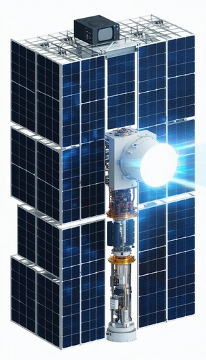 A Large White Satellite Is Shown In A Close-up View