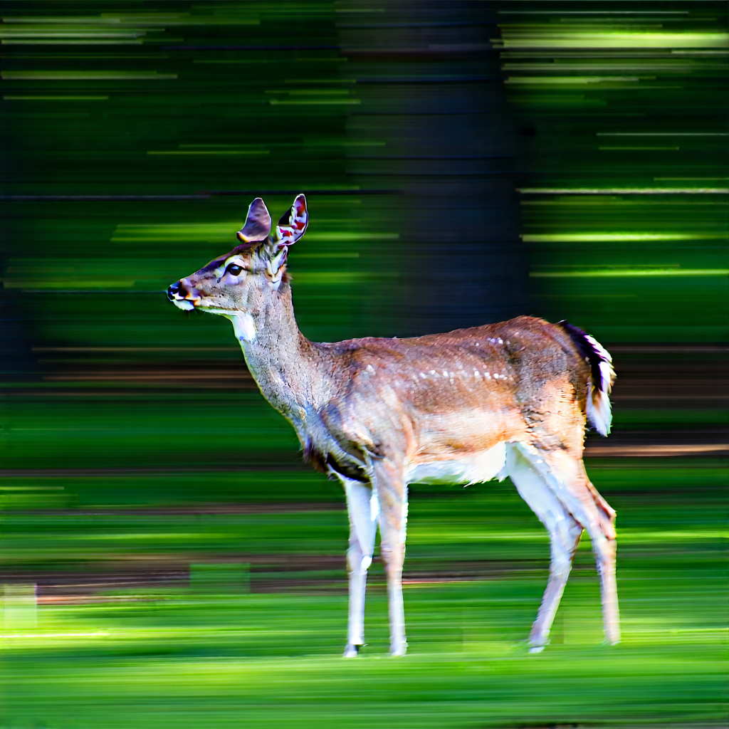 Nature Long Exposure Photography: Deer In Forest Environment With Deer Walking