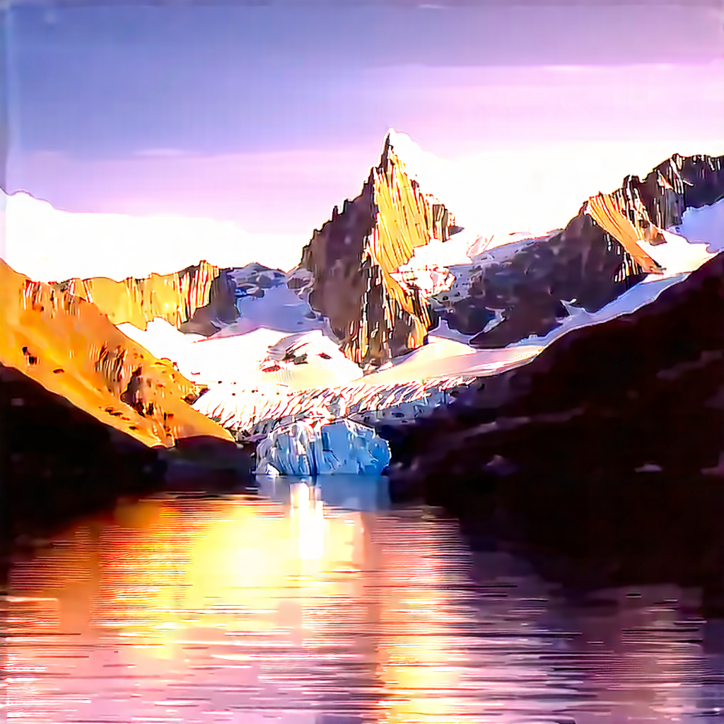 Nature Digital Illustration: Glacier In Summer With Majestic Mountain
