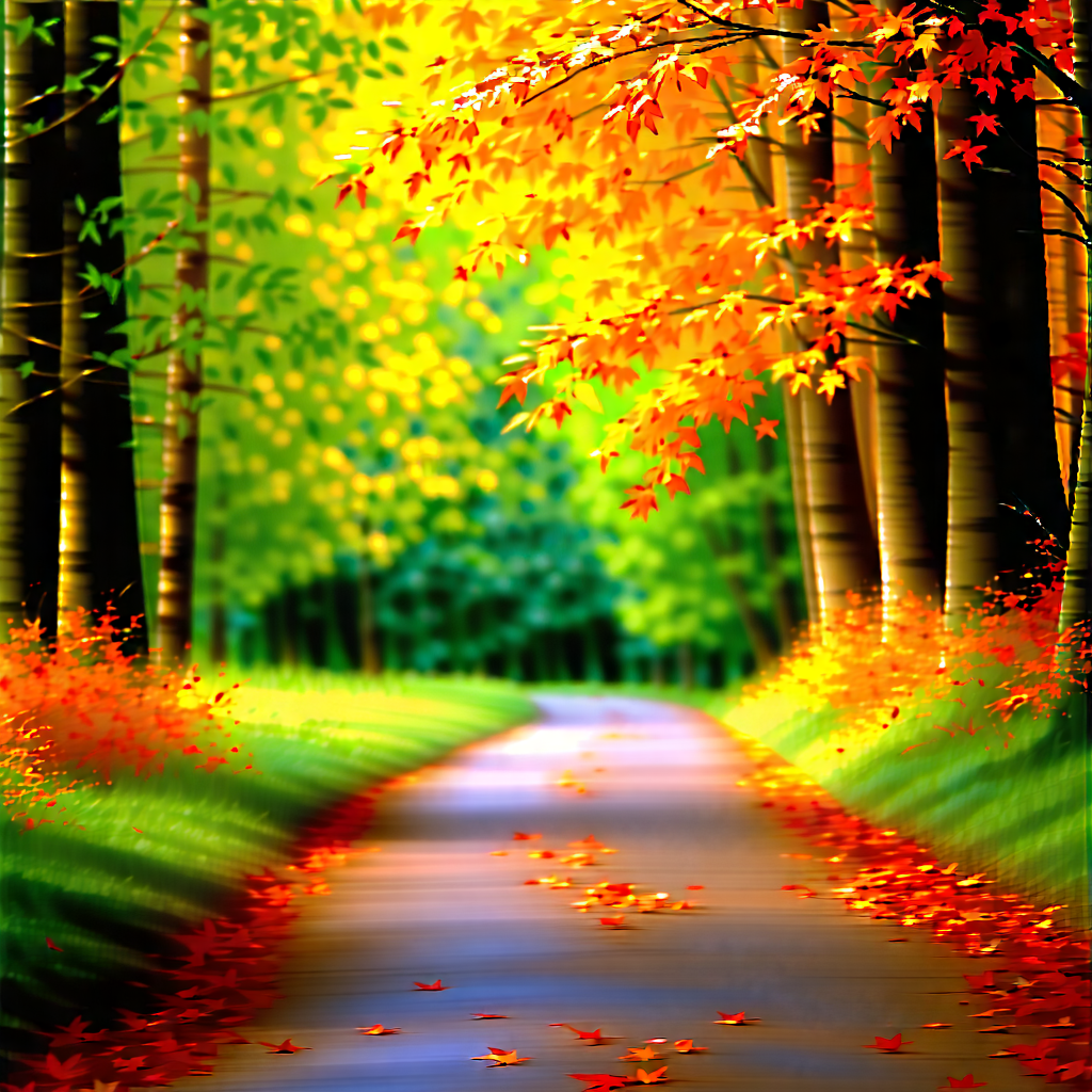 Nature Digital Art: Path Through Autumn Woodland With Beautiful Forest