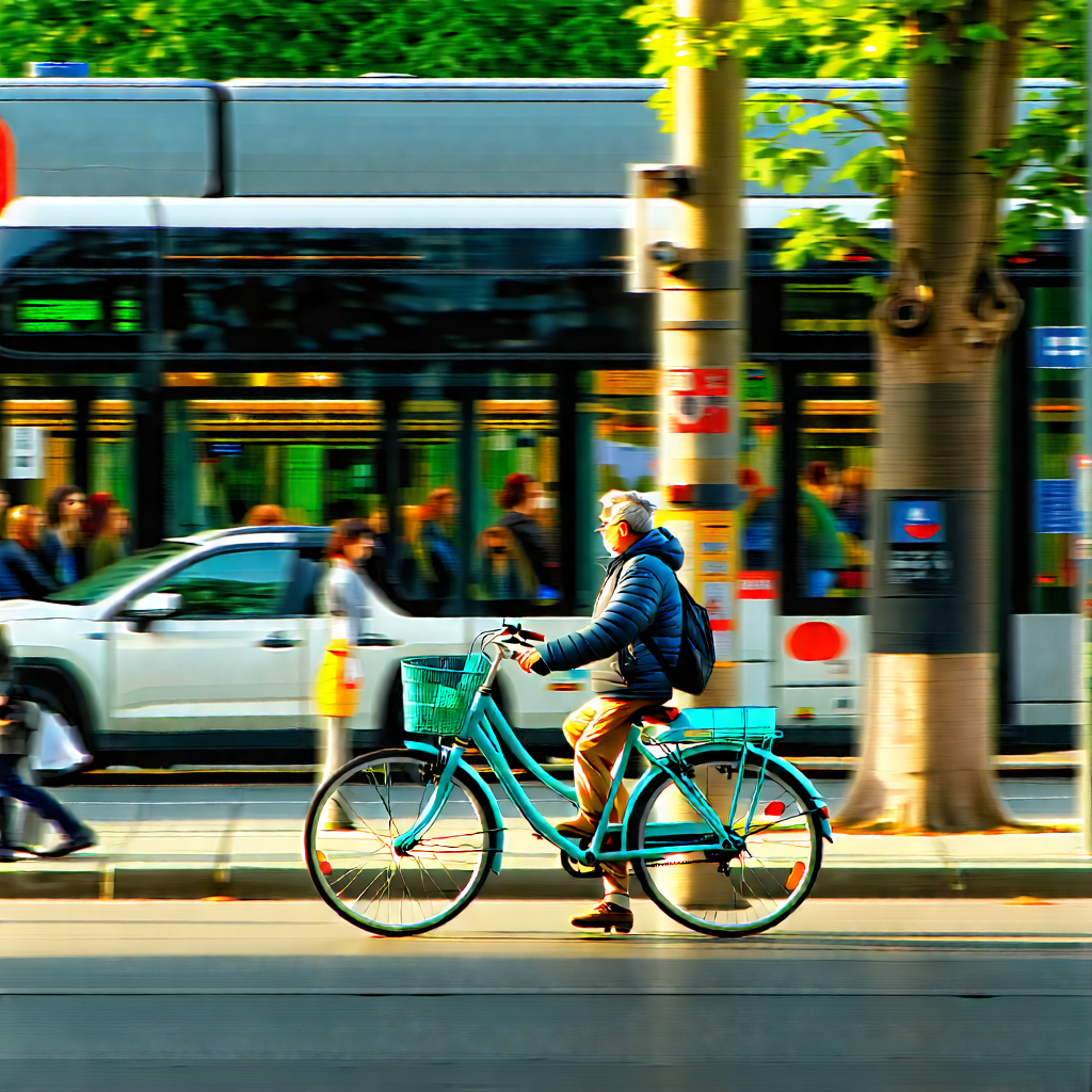 Urban Matte Painting: City bicycle sharing in main avenue