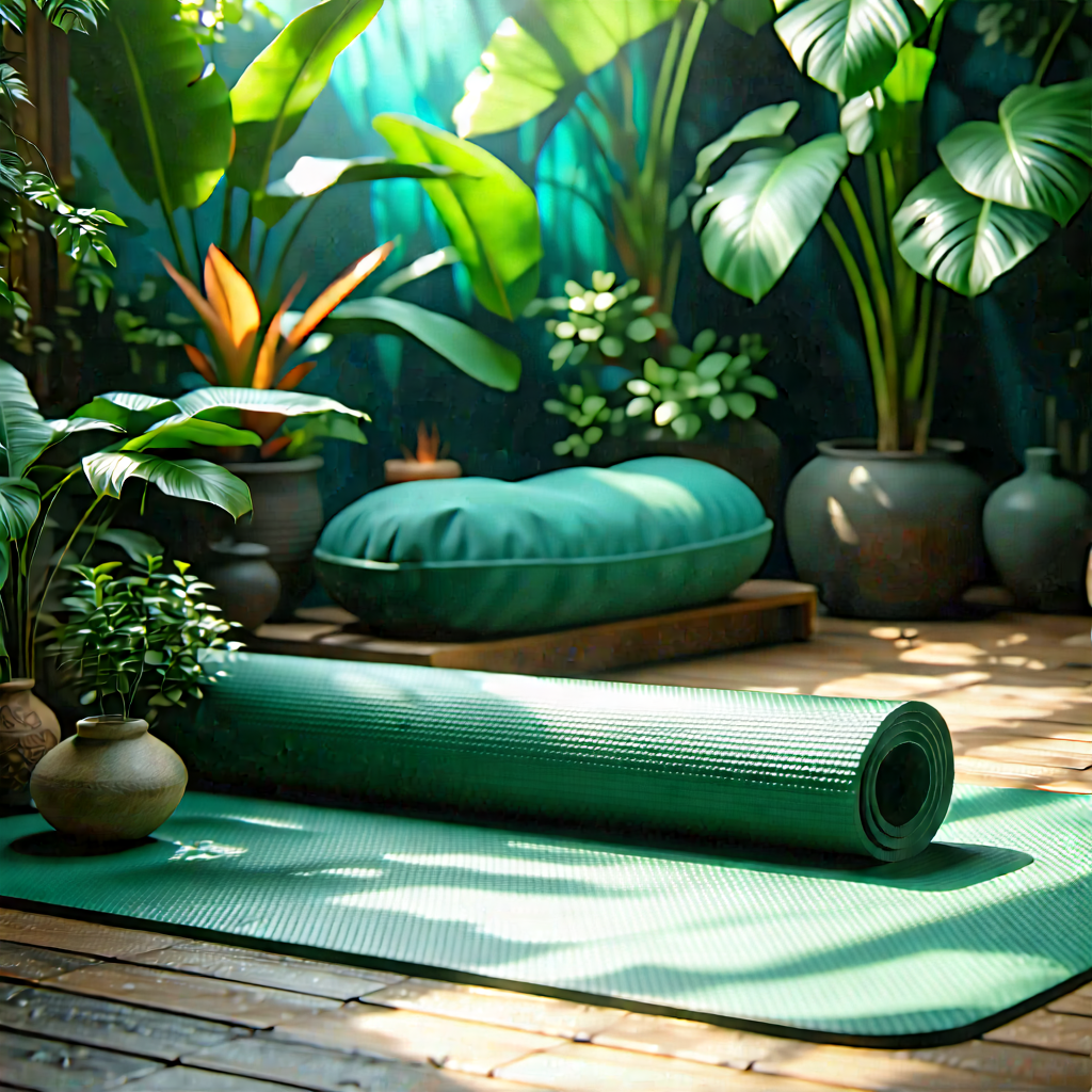 Lifestyle Professional Photography: Wellness Scene With Yoga Mat And Plants With Image, There
