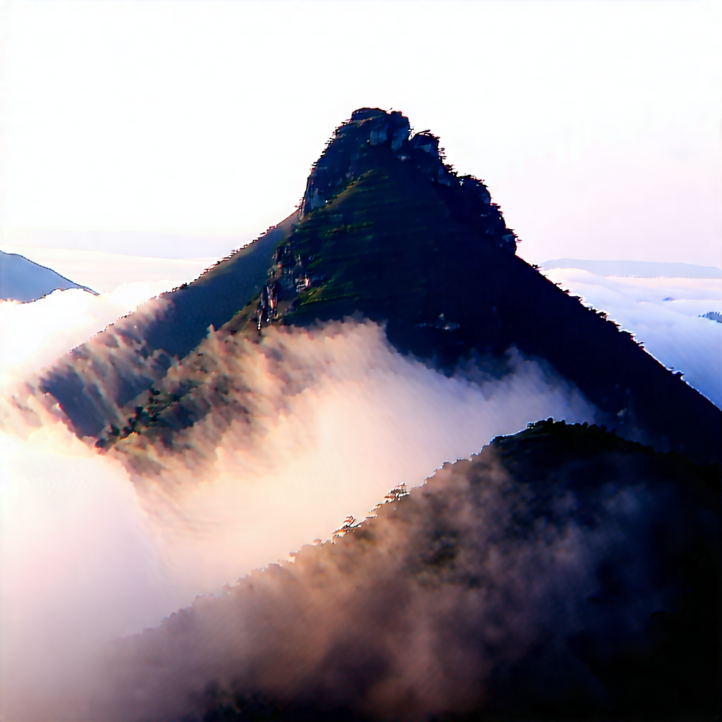 Nature Stock Photography: Mist Over (mountain:1.25) Peak With Mountain Cloudy