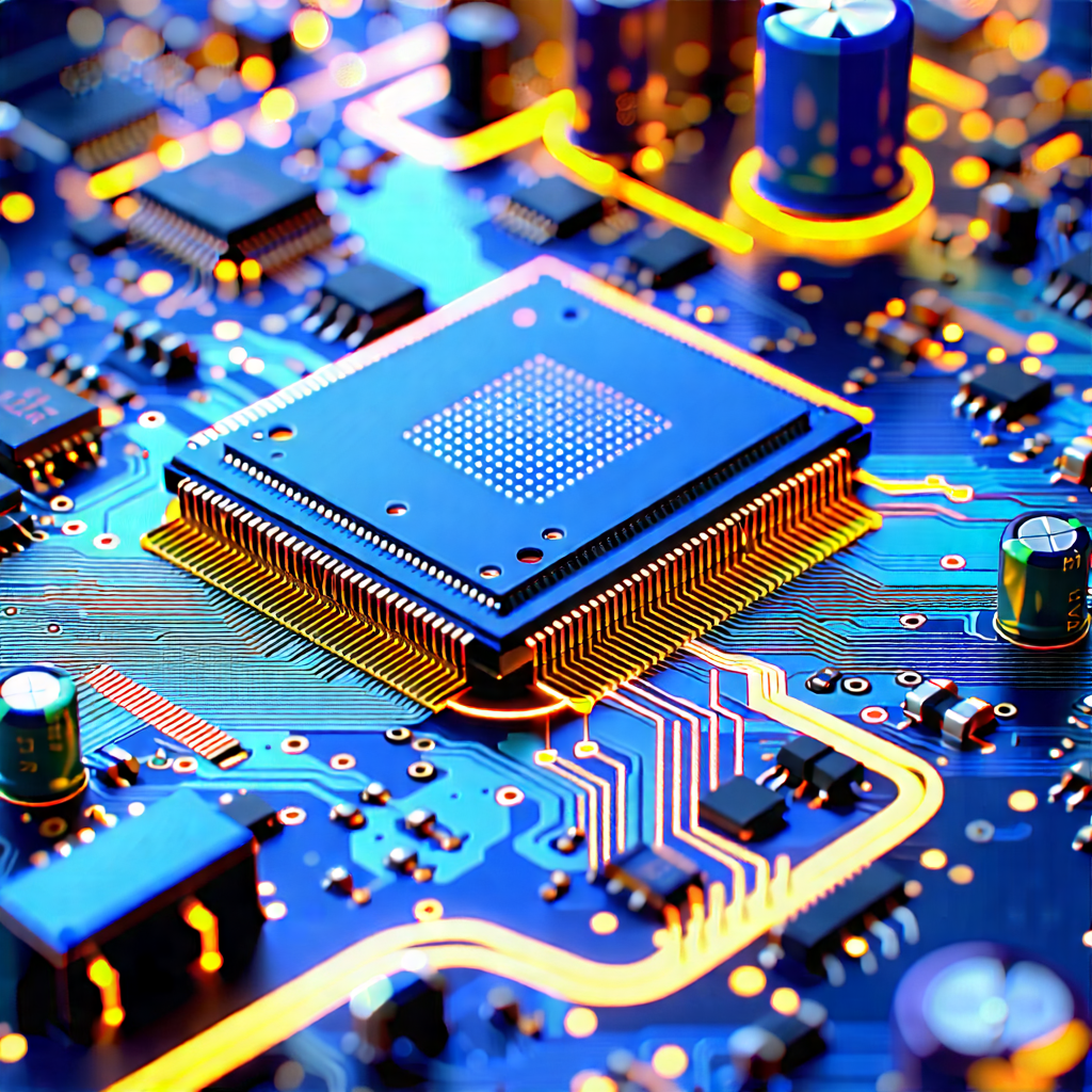Tech 3D Render: Close-up of electronic circuit