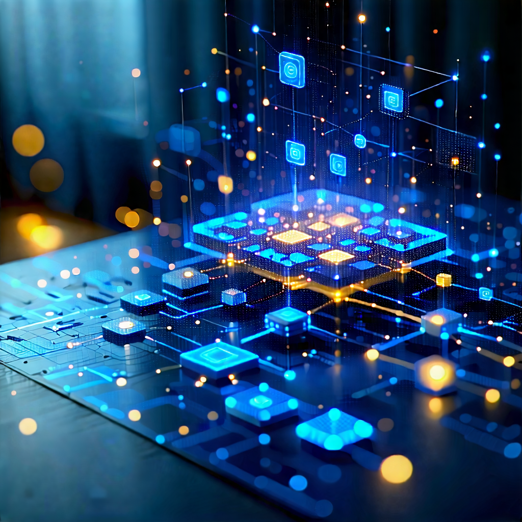 Tech Acrylic Painting: Blockchain Network Visualization With Image, There