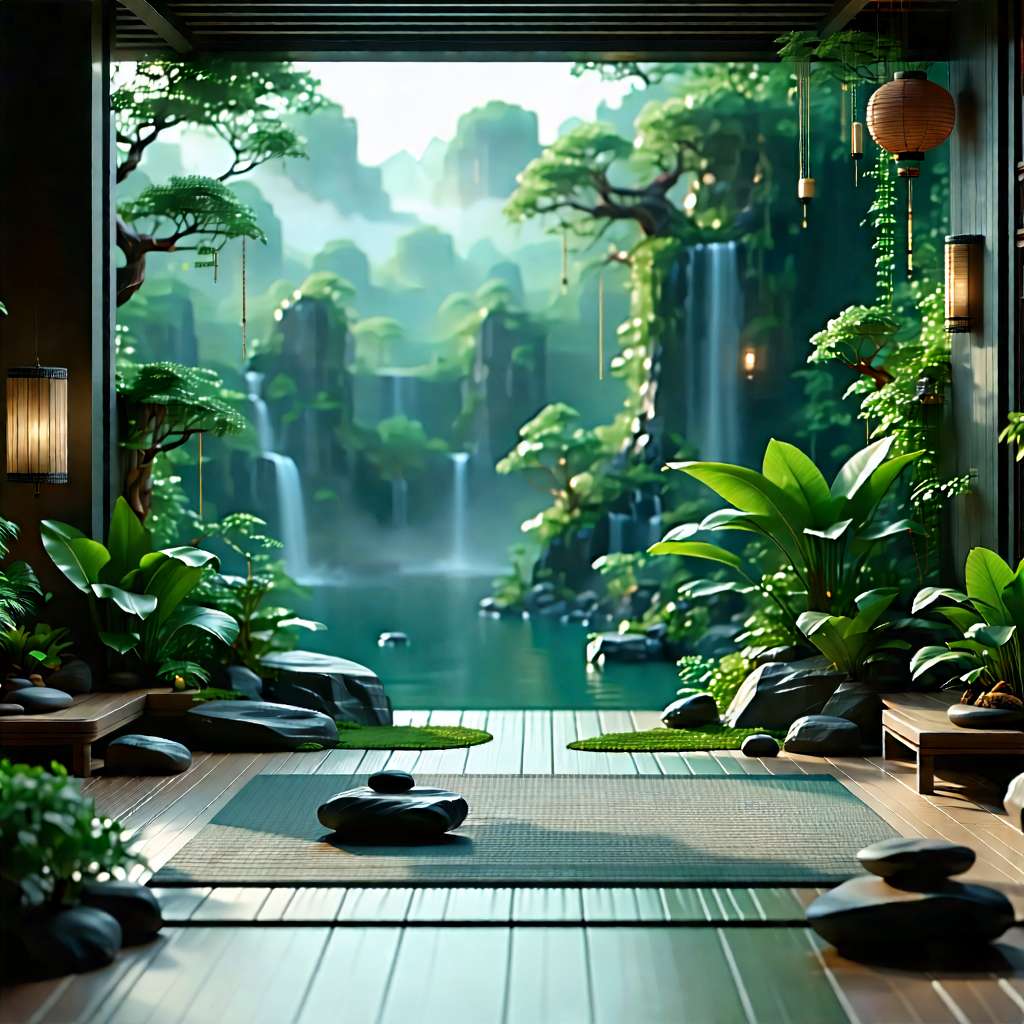 Lifestyle Voxel Art: Wellness Scene With Meditation Space With Image, There