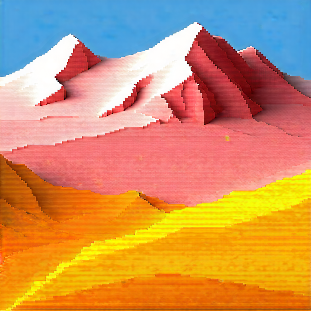 Nature Isometric Design: Glacier In Spring Bloom With Large, Colorful