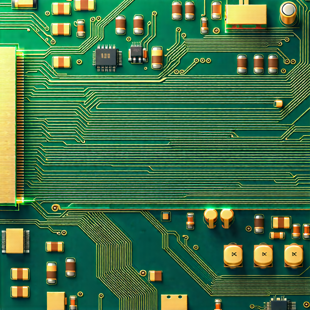 Tech Pastel Drawing: Circuit board with laser scanning