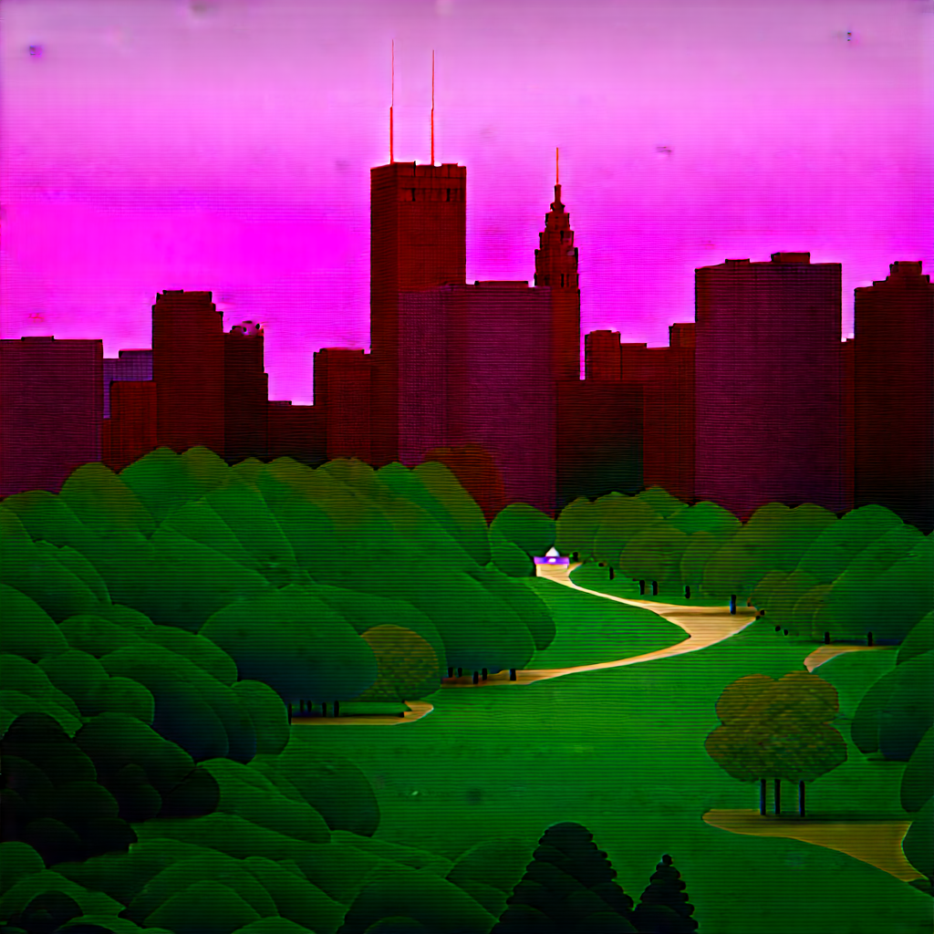Urban Oil Painting: Aerial View Of Central Park With Colorful, Artistic