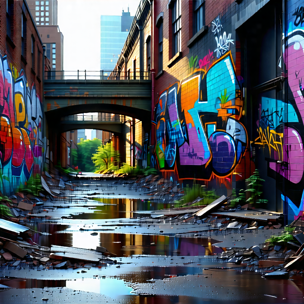 Urban Macro Photography: Urban Street Art Viewing Scene With Narrow Alleyway