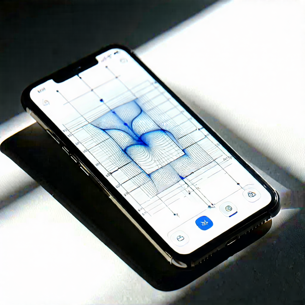 Tech Diagram Style: Smartphone With Digital Artwork With Smartphone Sitting