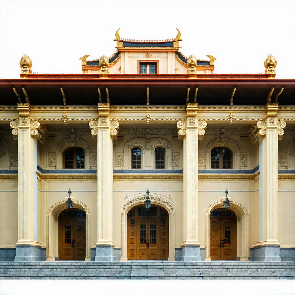 Urban Professional Photography: Historic (building:1.19) With Minimalist Design With Large, Ornate
