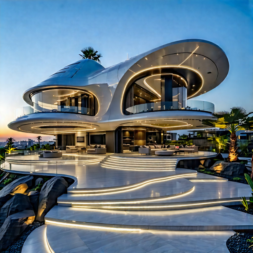 Tech Architectural Photography: Futuristic Smart Home With Large, Modern