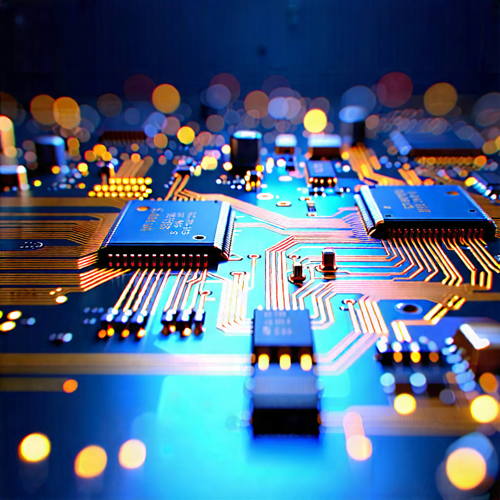 Tech Digital Illustration: Close-up Of Electronic Circuit With Close-up Computer