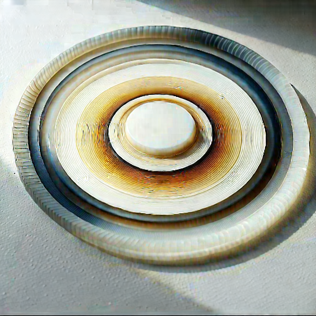 Abstract Encaustic Painting: Concentric Circles With Translucent Layers With White Plate