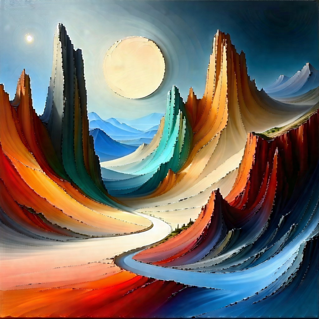 Abstract Oil Painting: Abstract Interpretation Of Erosion With Painting Mountainous