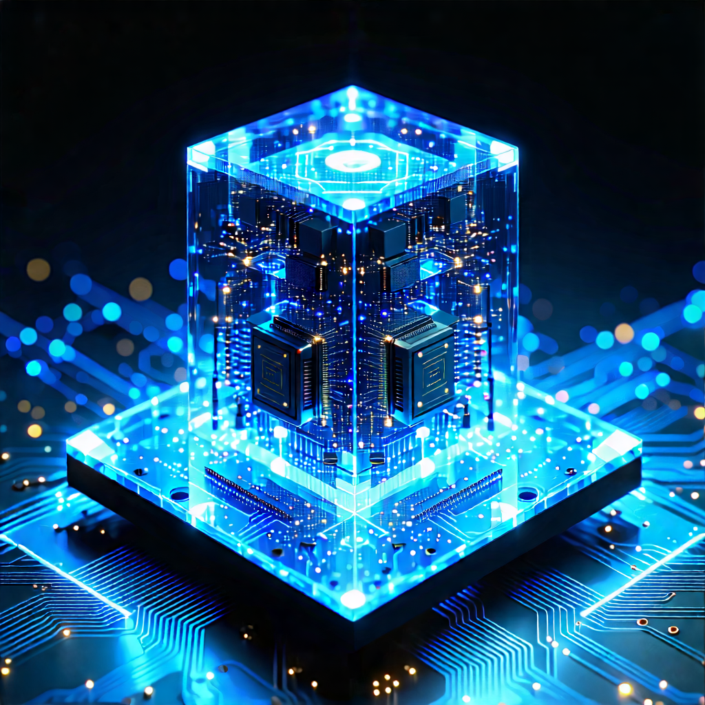 Tech Digital Art: Quantum computer with holographic projection