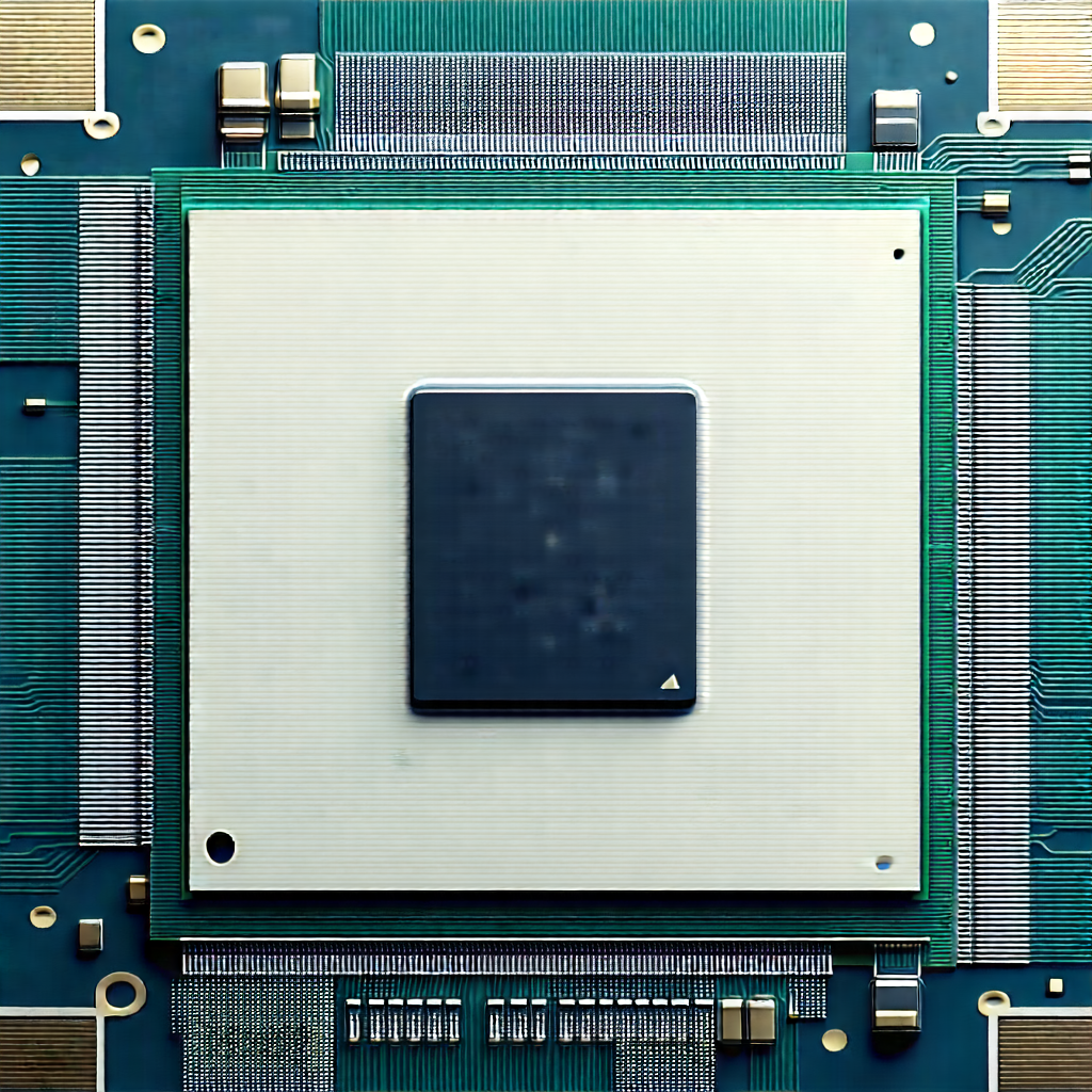Tech Lithograph: Close-up of microprocessor