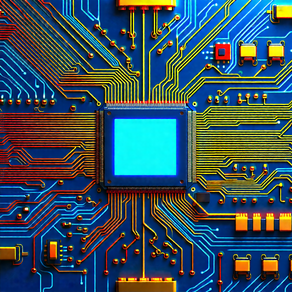 Tech Infographic Style: Close-up of electronic circuit