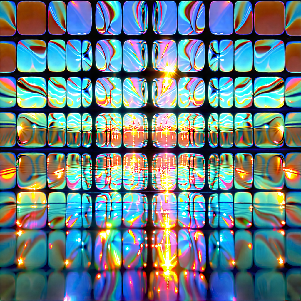 Abstract Holographic Art: Tessellation With Refracted Light With Close-up Colorful,