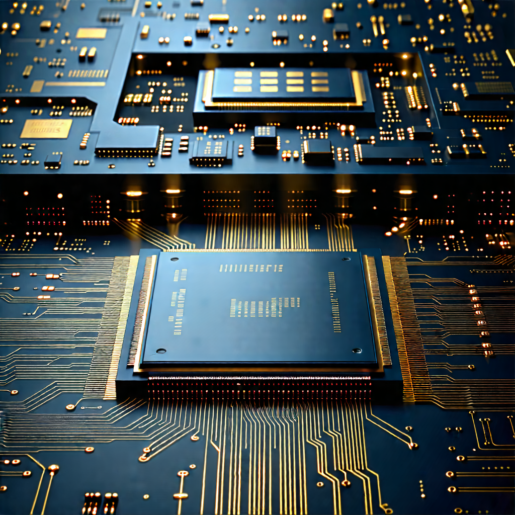 Tech Etching: Microchip with (digital:1.12) particles