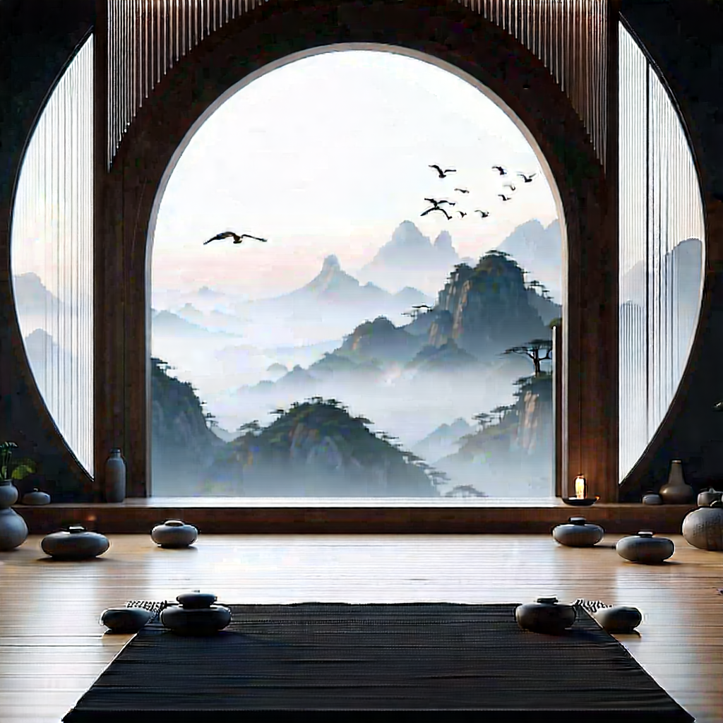 Lifestyle Product Photography: Wellness Scene With Meditation Space With Image, There