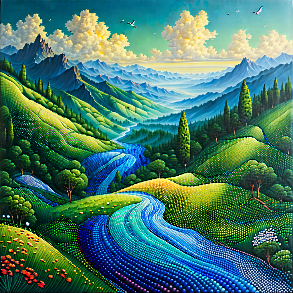 Abstract Oil Painting: Granular Patterns With Image, There