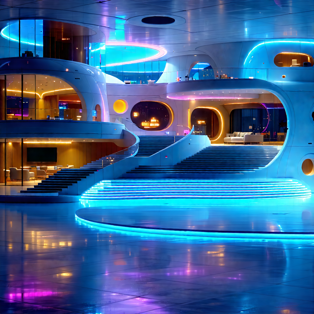Tech Hdr Photography: Futuristic Smart Home With Large, Futuristic
