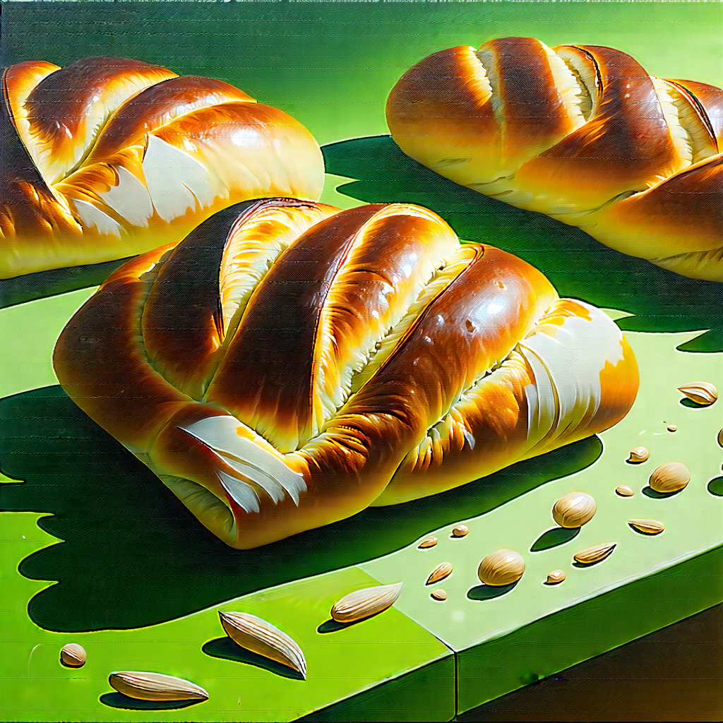 Lifestyle Gouache Painting: Artisanal Bread Prepared With Seasonal Produce With Table Variety