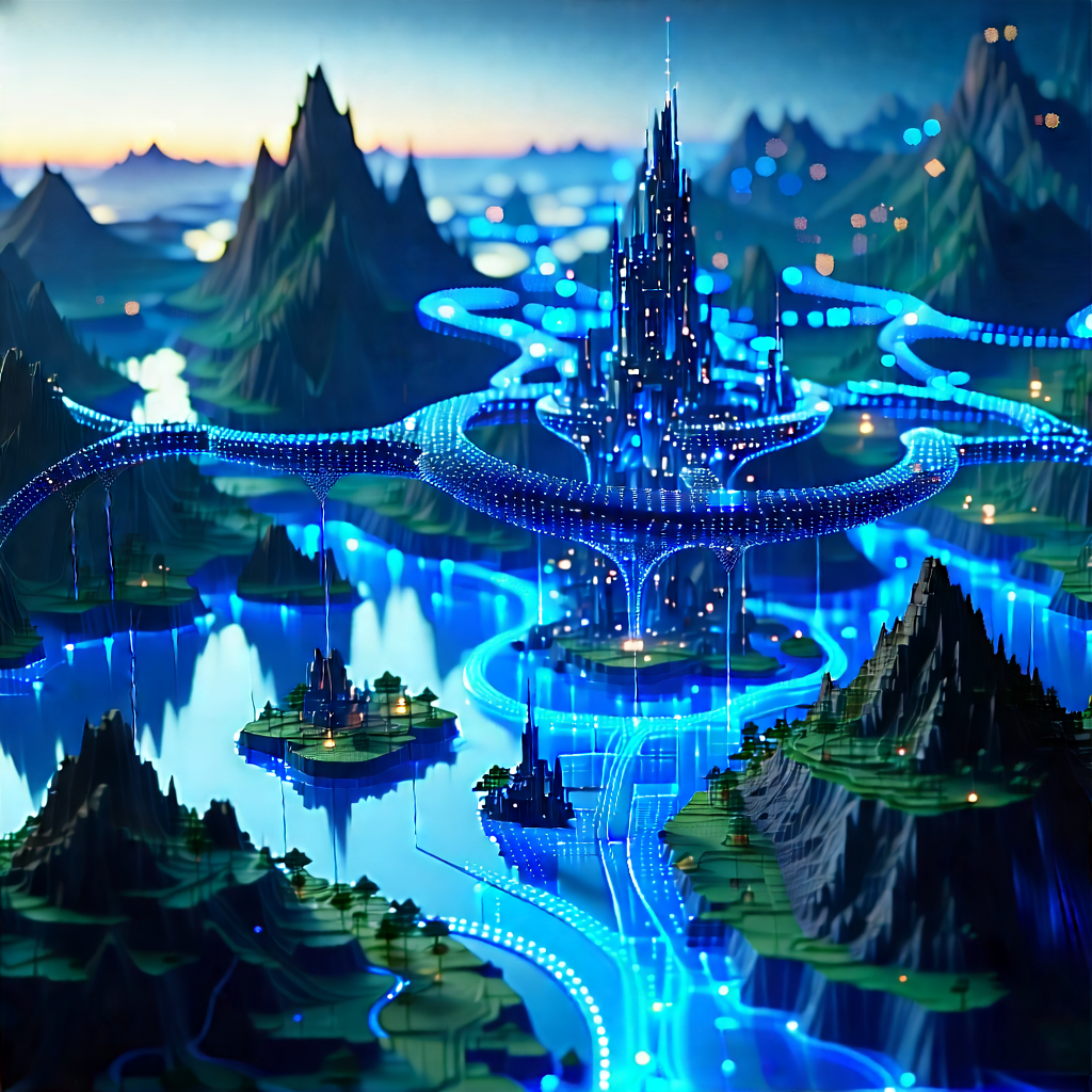 Tech Matte Painting: Blockchain Network Visualization With Image, There