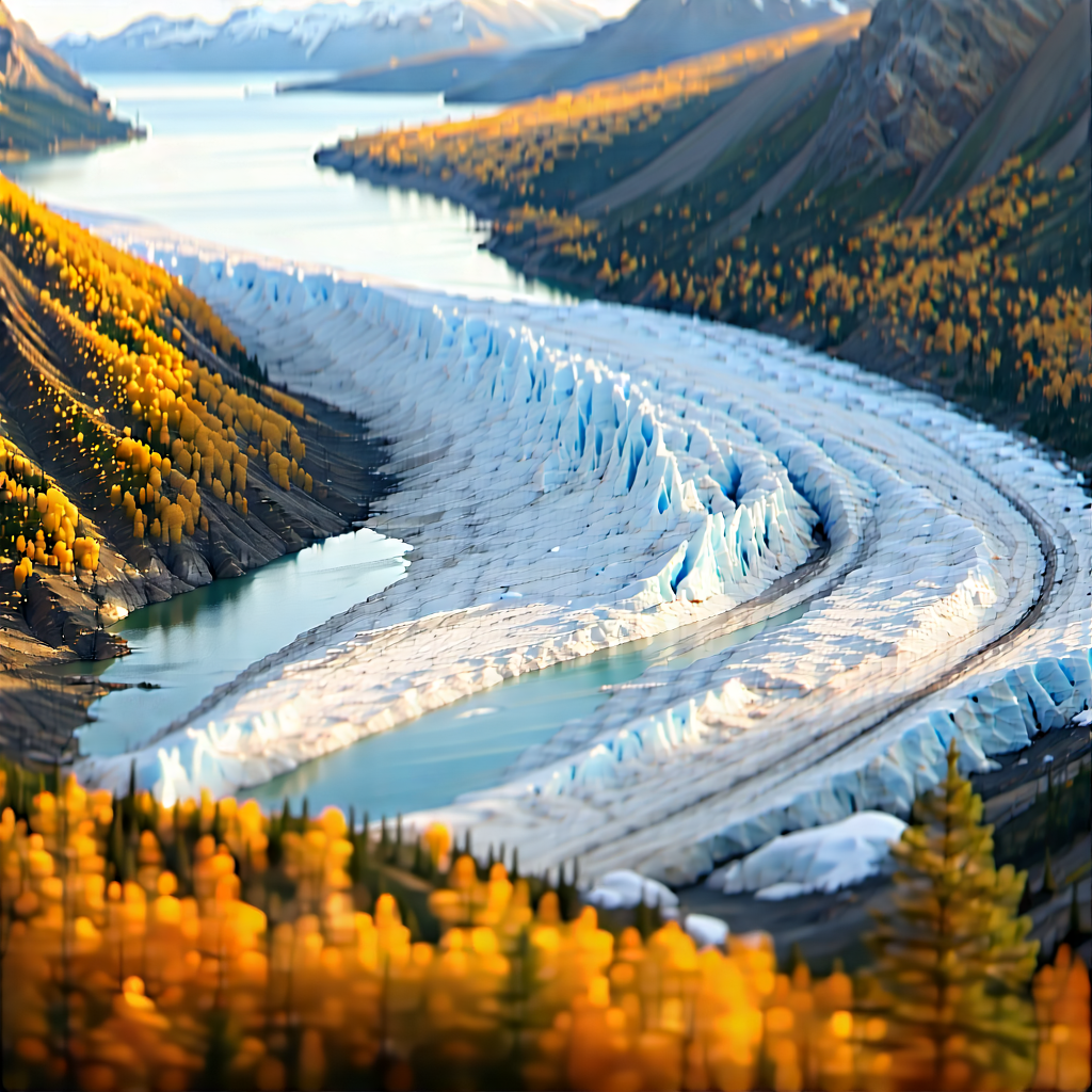 Nature Aerial Photography: Glacier In Autumn Colors With Large Glacier