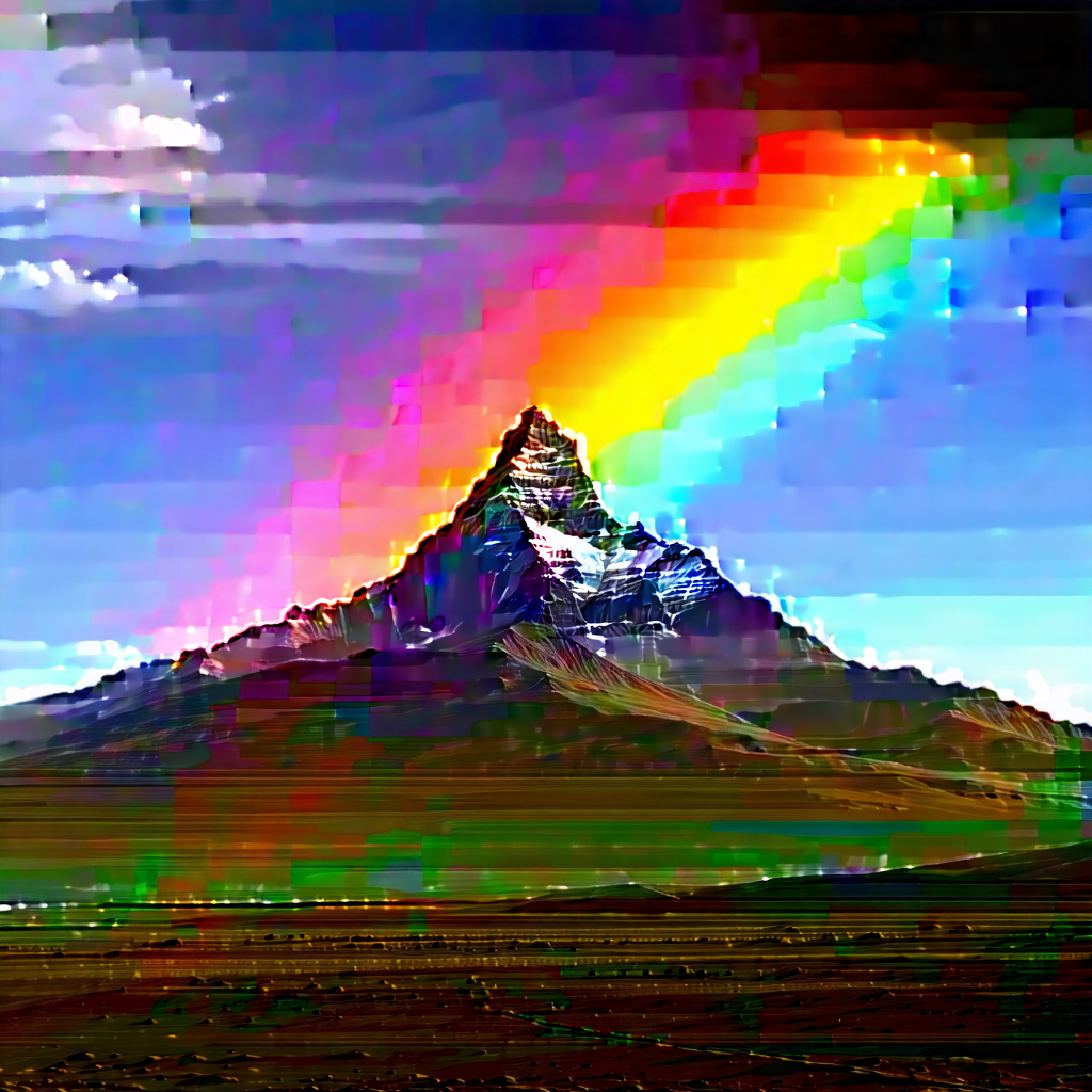 Nature Macro Photography: Rainbow Over Mountain Peak With Majestic Mountain