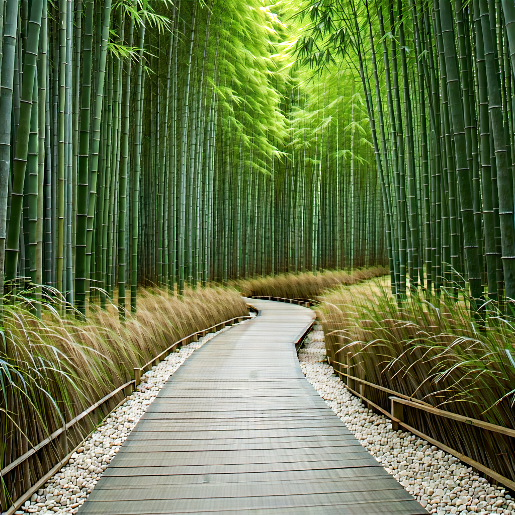 Nature Tilt-Shift Photography: Path through bamboo grove