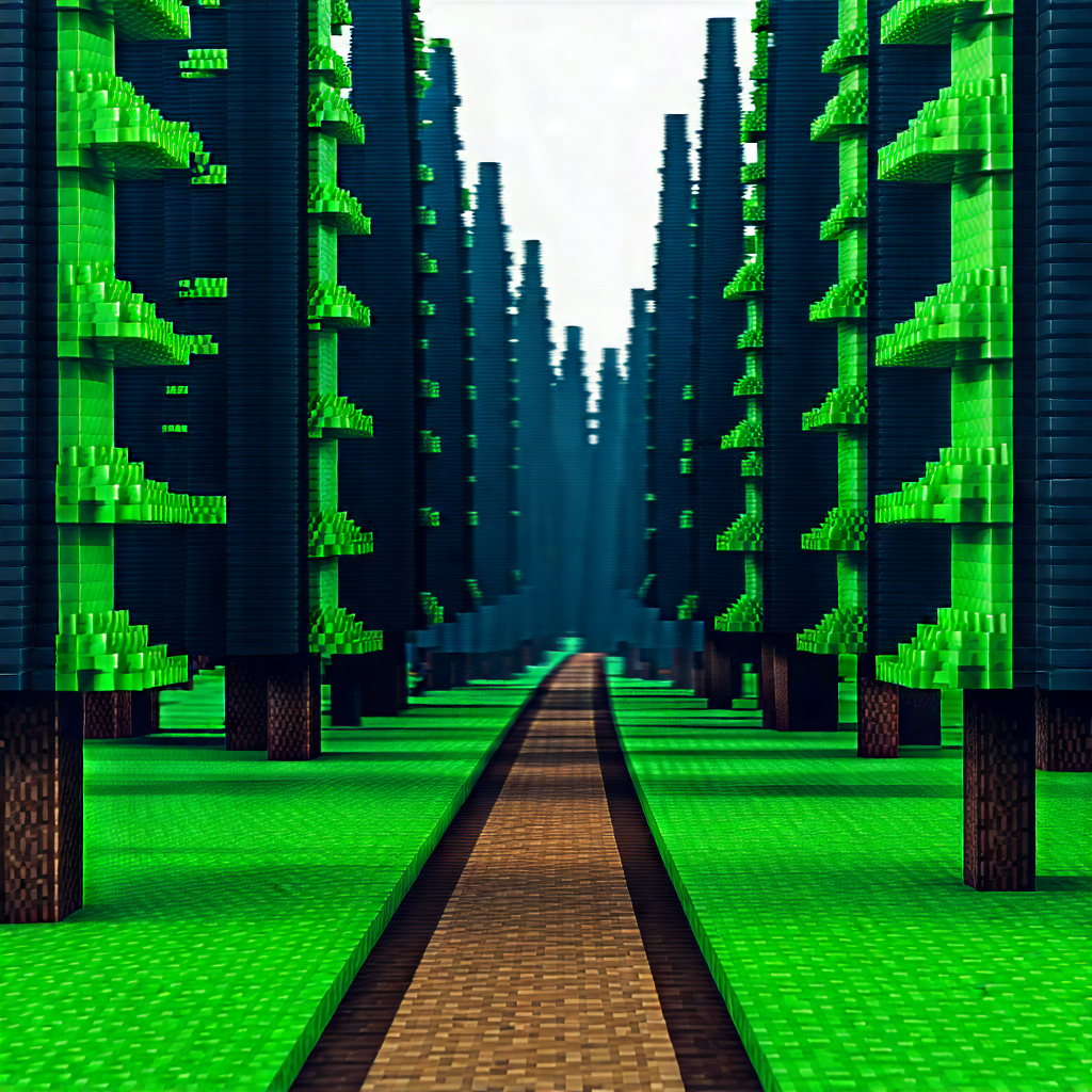 Nature Voxel Art: Path through pine forest