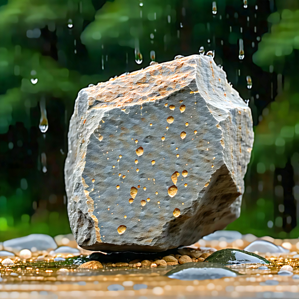 Nature Hdr Photography: Rock Formation In Rainy Season With Large Rock