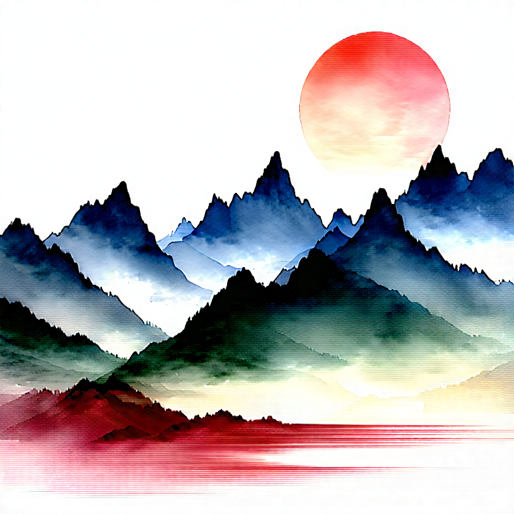 Lifestyle Watercolor Painting: Pilates In Mountain Trail With Beautiful Mountain