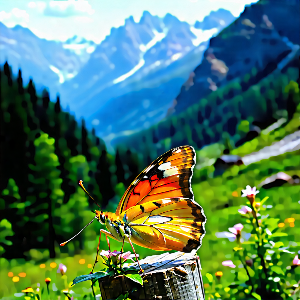 Nature Hdr Photography: Butterfly In Mountain Terrain With Beautiful Butterfly