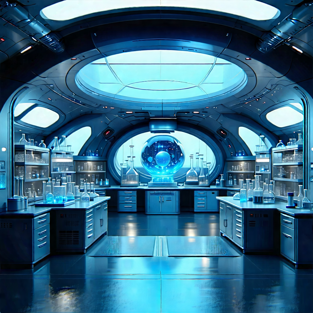 Tech Hdr Photography: (futuristic:1.5) Research Laboratory With Image, There