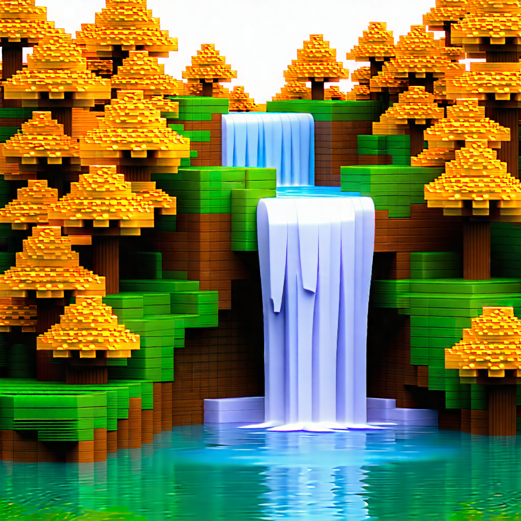 Nature Cinema 4d: Waterfall Pool Surrounded By Autumn Trees With Image, There