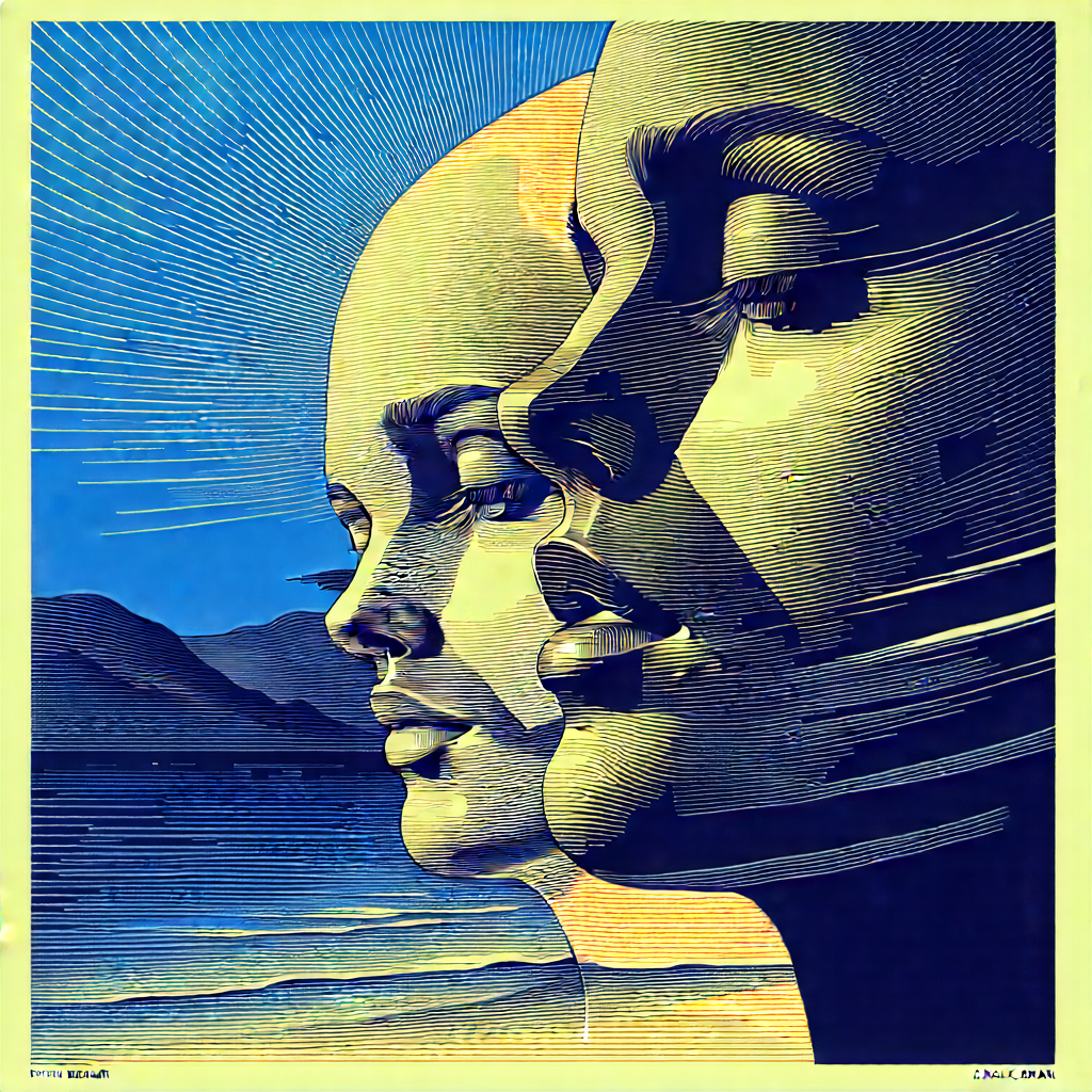 Abstract Woodcut Print: Conceptual representation of emotion