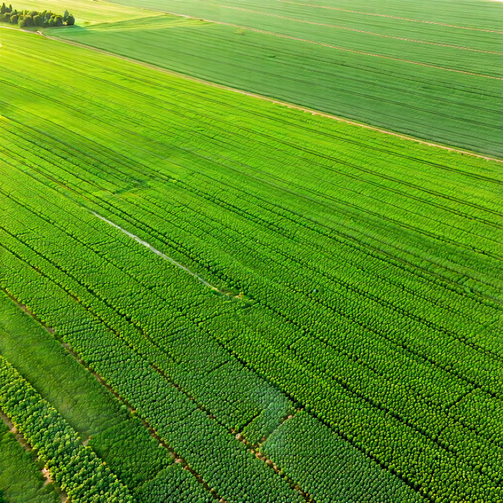 Nature Long Exposure Photography: Aerial View Of Agricultural Fields With Large, Lush