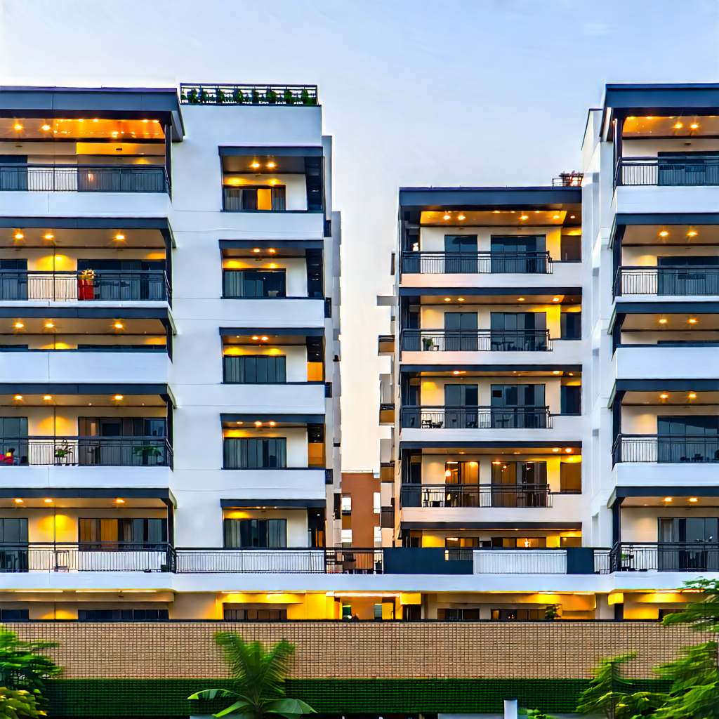 Urban Hdr Photography: Modern Apartment Complex With Minimalist Design With Large Building
